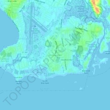 Momauguinの地形図、標高、地勢