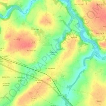 L'Echaussée Cadetの地形図、標高、地勢