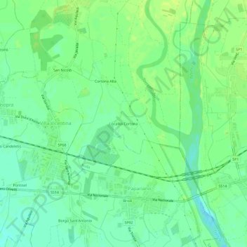 Località Cortonaの地形図、標高、地勢