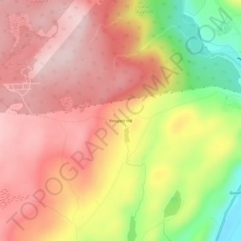 Prospect Hillの地形図、標高、地勢