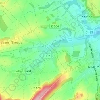 Tillardの地形図、標高、地勢