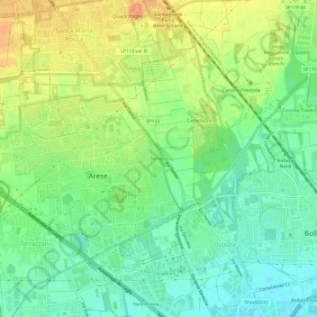 Torrettaの地形図、標高、地勢