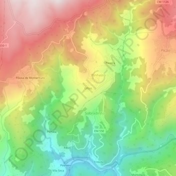 Cêtosの地形図、標高、地勢