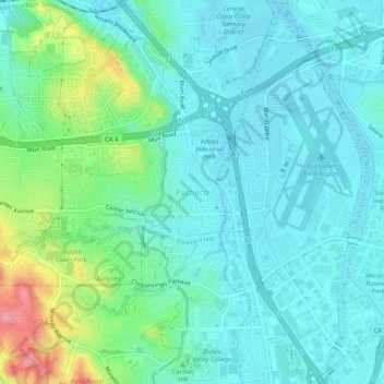 Pachecoの地形図、標高、地勢