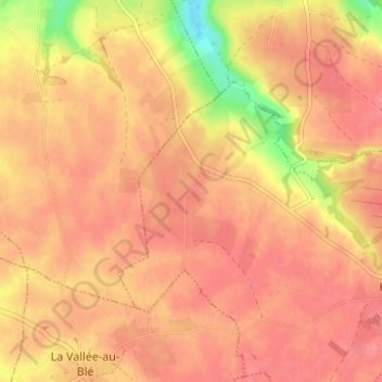 Féronvalの地形図、標高、地勢