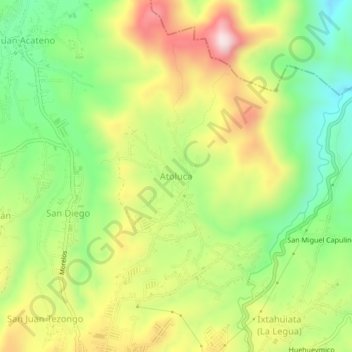 Atolucaの地形図、標高、地勢