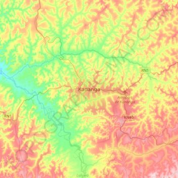 Kanangaの地形図、標高、地勢