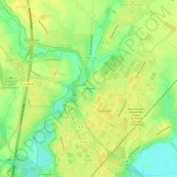 Le Bassinの地形図、標高、地勢