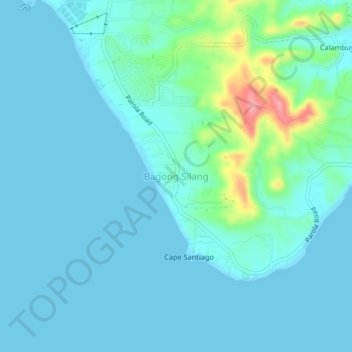 Bagong Silangの地形図、標高、地勢
