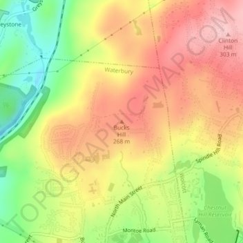 Bucks Hillの地形図、標高、地勢