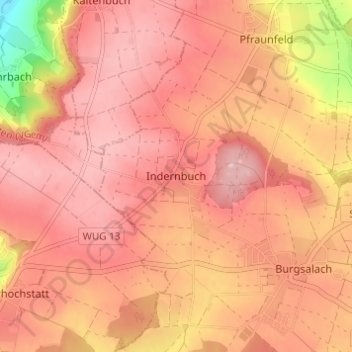 Indernbuchの地形図、標高、地勢