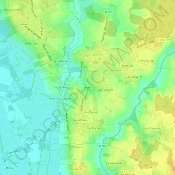 Poutotの地形図、標高、地勢