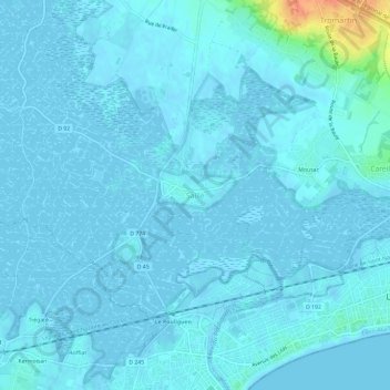 Sailléの地形図、標高、地勢