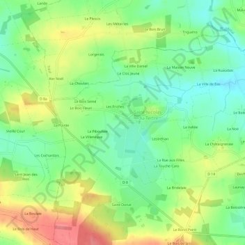 Le Pont Bilyの地形図、標高、地勢