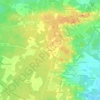 Le Gayの地形図、標高、地勢
