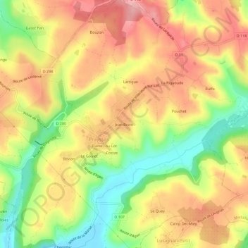 Jean Bezinの地形図、標高、地勢