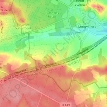 Reculetの地形図、標高、地勢