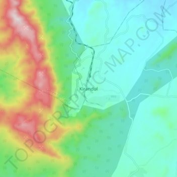 Kirandulの地形図、標高、地勢