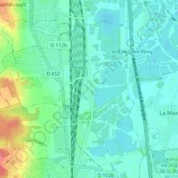 Saint-Rémyの地形図、標高、地勢