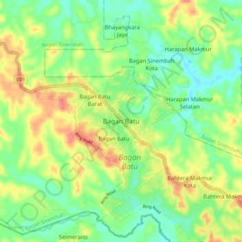 Bagan Batuの地形図、標高、地勢