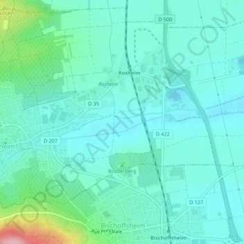 Viaducの地形図、標高、地勢