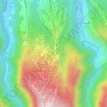 Mahinaramaの地形図、標高、地勢