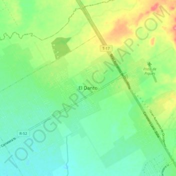 El Dantoの地形図、標高、地勢