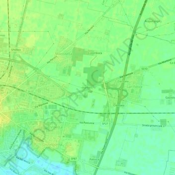 Varolinoの地形図、標高、地勢