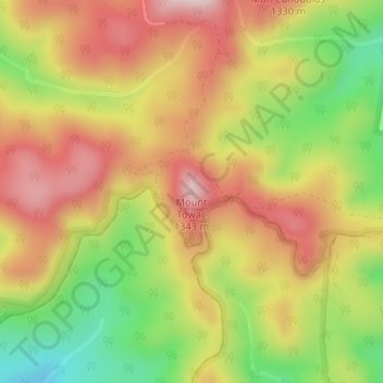 Mount Towacの地形図、標高、地勢