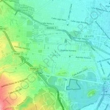 Polancoの地形図、標高、地勢