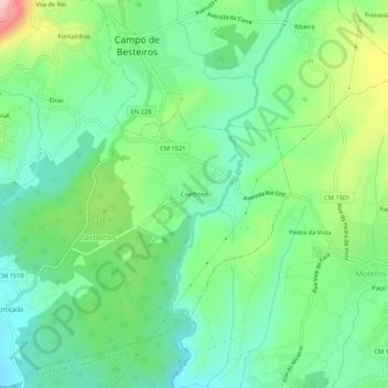 Coelhosoの地形図、標高、地勢