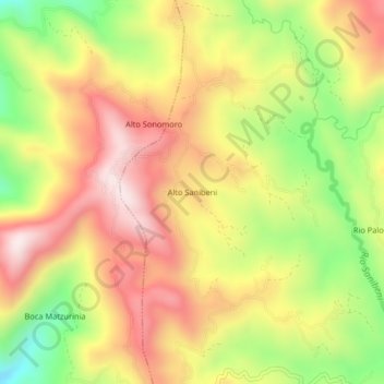 Alto Sanibeniの地形図、標高、地勢