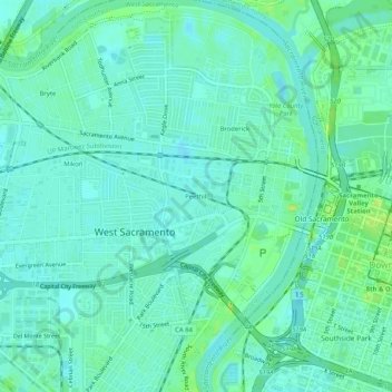Peethillの地形図、標高、地勢