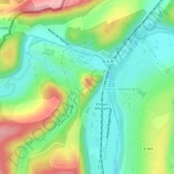 Mont Vireuxの地形図、標高、地勢