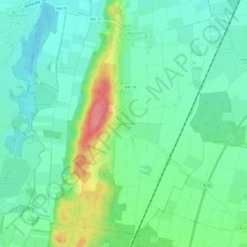 Beckstettenの地形図、標高、地勢