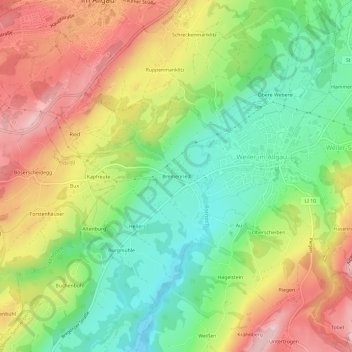 Bremenriedの地形図、標高、地勢