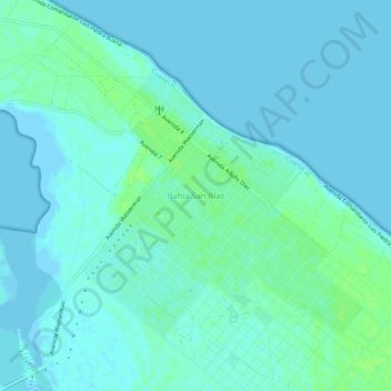 Bahía San Blasの地形図、標高、地勢