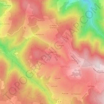 Le Sapillonの地形図、標高、地勢