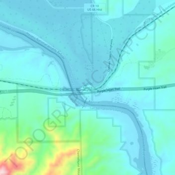 Topockの地形図、標高、地勢