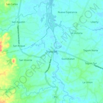 Trinidadの地形図、標高、地勢