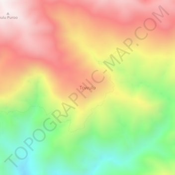 Towuluの地形図、標高、地勢