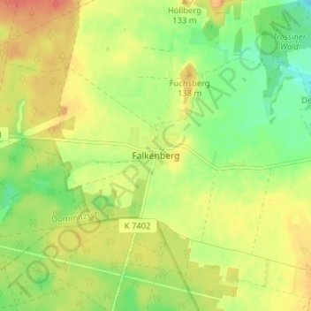 Falkenbergの地形図、標高、地勢