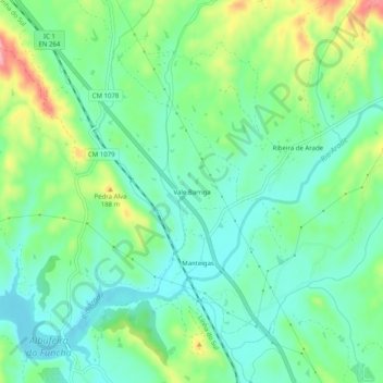 Vale Barrigaの地形図、標高、地勢