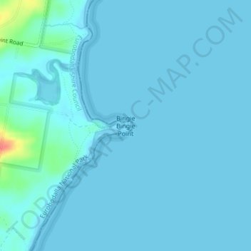 Bingie Bingie Pointの地形図、標高、地勢
