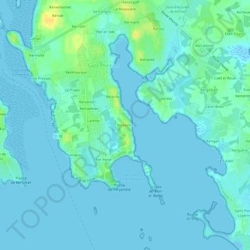 Kerbernicの地形図、標高、地勢