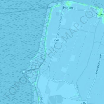 Dyksterhusenの地形図、標高、地勢