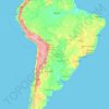 南アメリカの地形図、標高、地勢