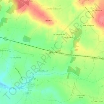 La Gareの地形図、標高、地勢