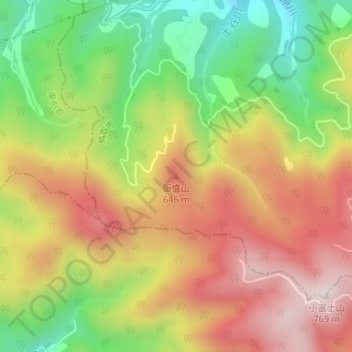 飯盛山の地形図、標高、地勢