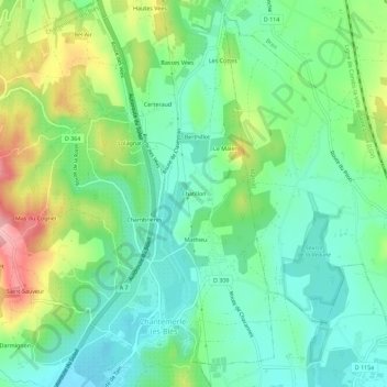 Chatillonの地形図、標高、地勢